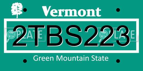 2TBS223 Vermont License Plate