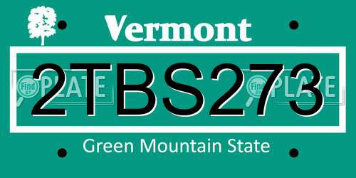 2TBS273 Vermont License Plate