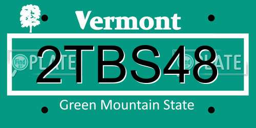 2TBS48 Vermont License Plate