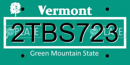 2TBS723 Vermont License Plate