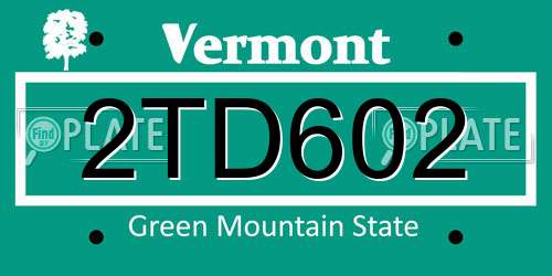 2TD602 Vermont License Plate