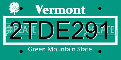 2TDE291 Vermont License Plate