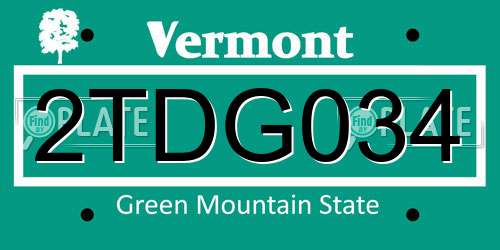 2TDG034 Vermont License Plate