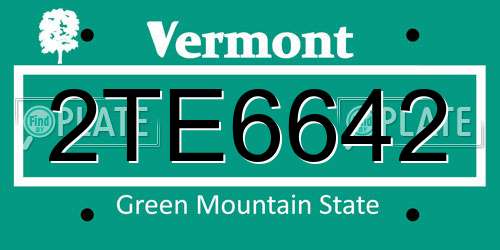 2TE6642 Vermont License Plate