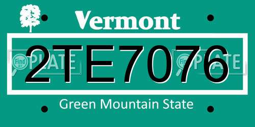 2TE7076 Vermont License Plate