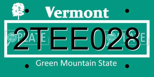 2TEE028 Vermont License Plate