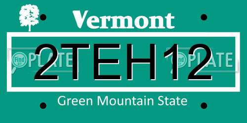 2TEH12 Vermont License Plate
