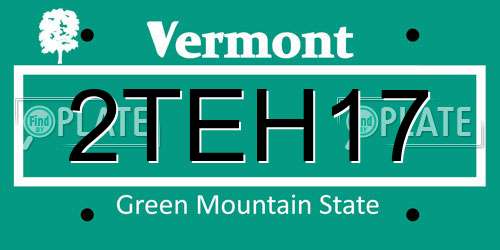 2TEH17 Vermont License Plate