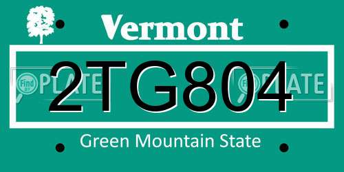 2TG804 Vermont License Plate