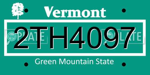 2TH4097 Vermont License Plate
