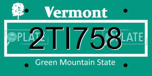 2TI758 Vermont License Plate