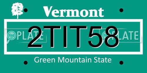 2TIT58 Vermont License Plate