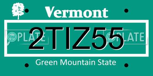 2TIZ55 Vermont License Plate