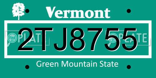2TJ8755 Vermont License Plate