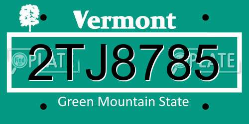 2TJ8785 Vermont License Plate
