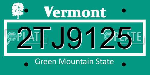 2TJ9125 Vermont License Plate