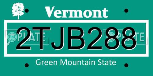 2TJB288 Vermont License Plate