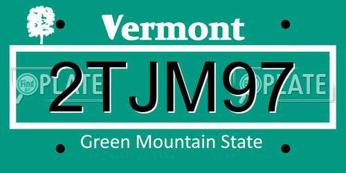 2TJM97 Vermont License Plate