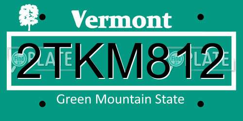 2TKM812 Vermont License Plate