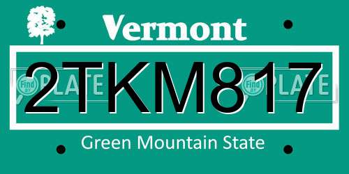 2TKM817 Vermont License Plate
