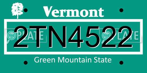 2TN4522 Vermont License Plate
