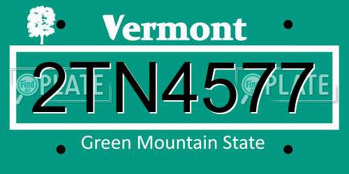 2TN4577 Vermont License Plate