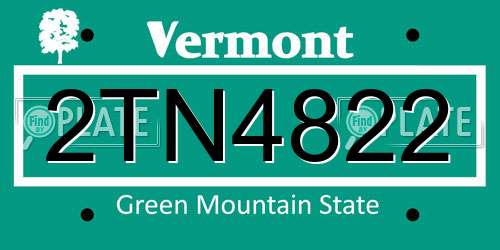 2TN4822 Vermont License Plate