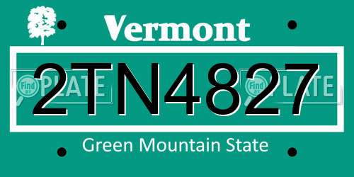 2TN4827 Vermont License Plate