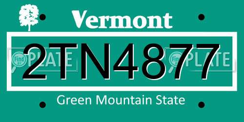2TN4877 Vermont License Plate
