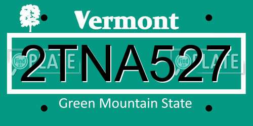 2TNA527 Vermont License Plate