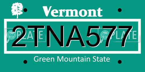 2TNA577 Vermont License Plate