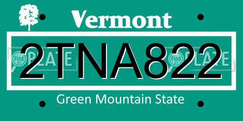 2TNA822 Vermont License Plate