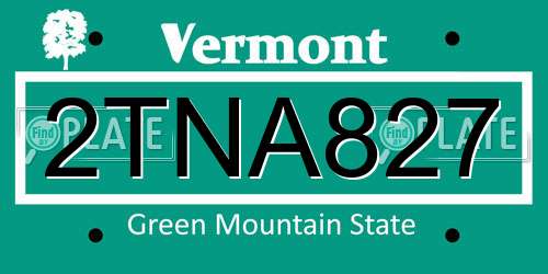 2TNA827 Vermont License Plate