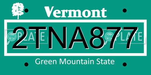 2TNA877 Vermont License Plate