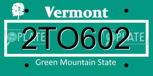 2TO602 Vermont License Plate