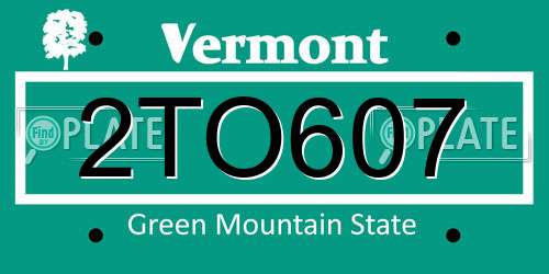 2TO607 Vermont License Plate