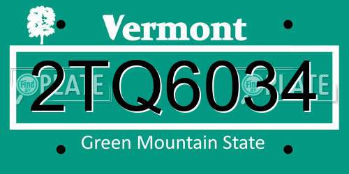 2TQ6034 Vermont License Plate