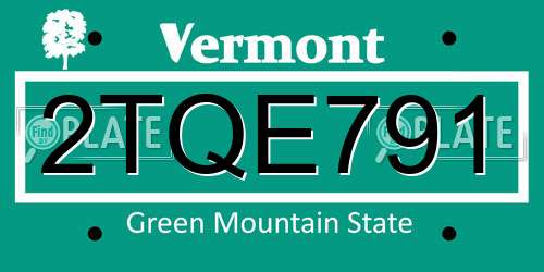 2TQE791 Vermont License Plate