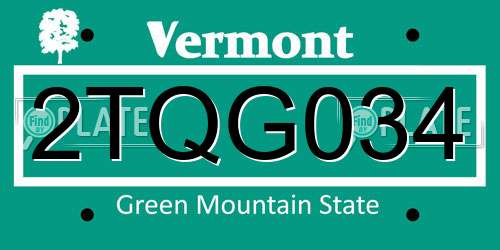 2TQG034 Vermont License Plate