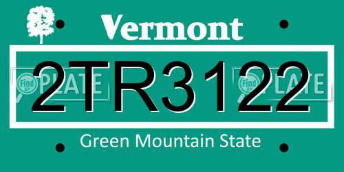 2TR3122 Vermont License Plate