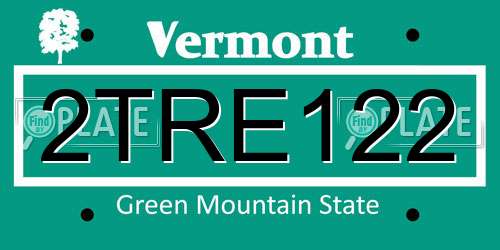 2TRE122 Vermont License Plate