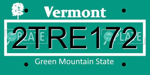 2TRE172 Vermont License Plate