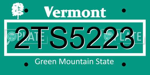 2TS5223 Vermont License Plate