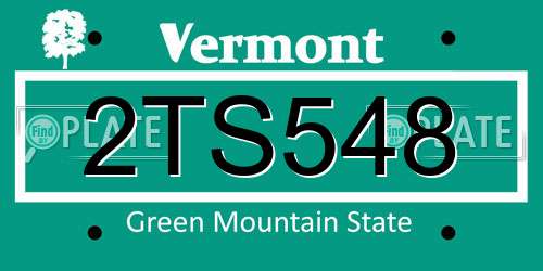 2TS548 Vermont License Plate