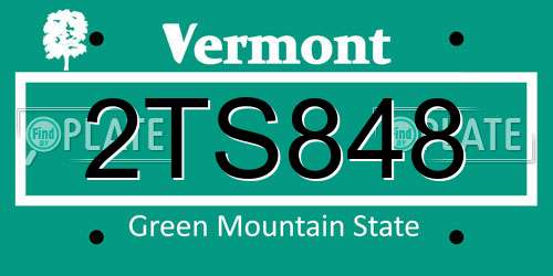 2TS848 Vermont License Plate