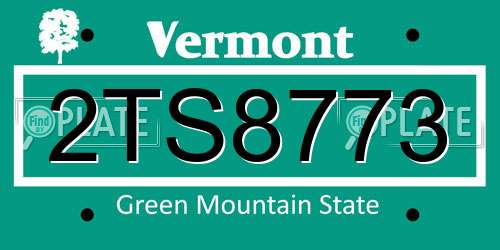 2TS8773 Vermont License Plate