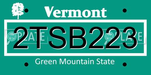 2TSB223 Vermont License Plate
