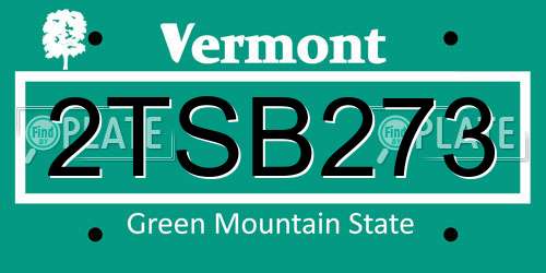 2TSB273 Vermont License Plate