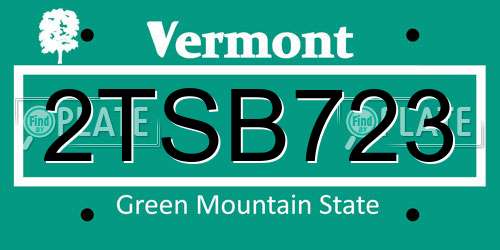 2TSB723 Vermont License Plate