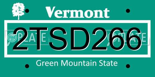 2TSD266 Vermont License Plate